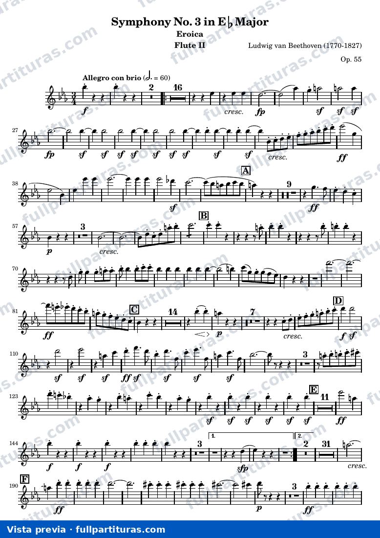 Symphony No. 3 in Eb Major (Eroica) — Flute2 — preview