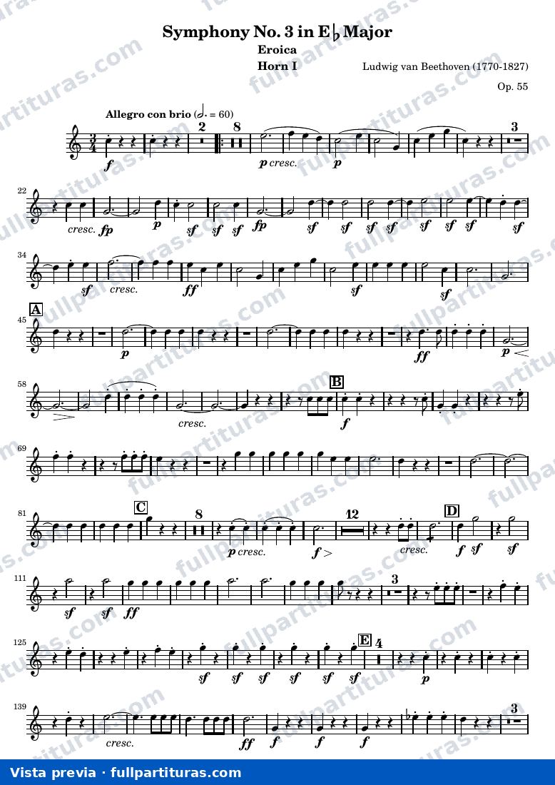 Symphony No. 3 in Eb Major (Eroica) — Horn1 — anteprima