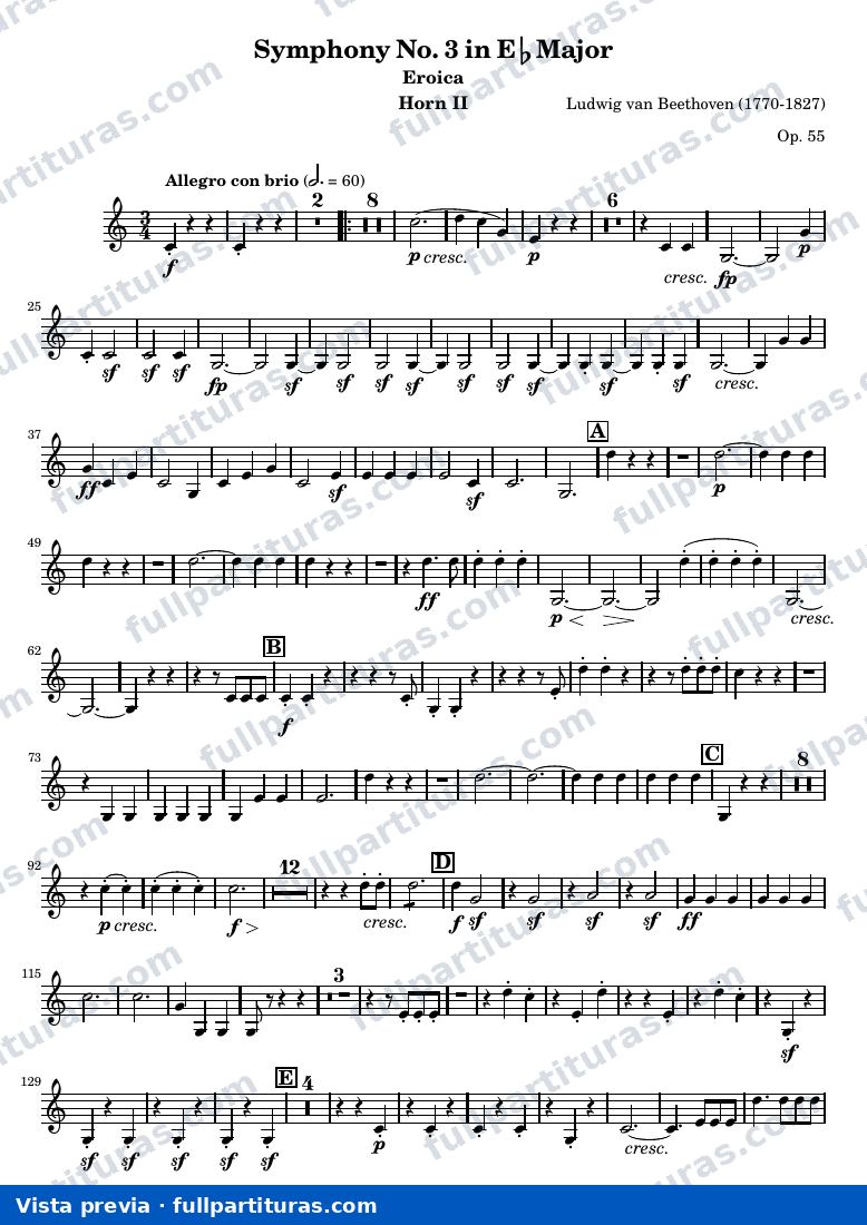 Symphony No. 3 in Eb Major (Eroica) — Horn2 — Vorschau