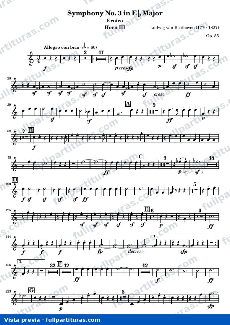 Symphony No. 3 in Eb Major (Eroica) — Horn3 — Vorschau