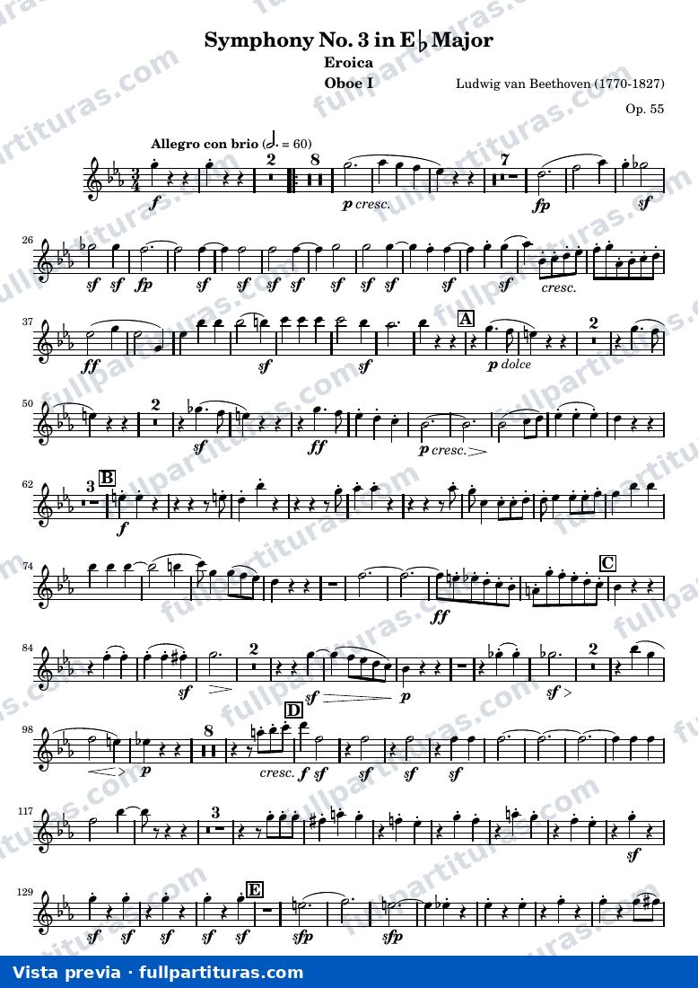 Symphony No. 3 in Eb Major (Eroica) — Oboe1 — aperçu