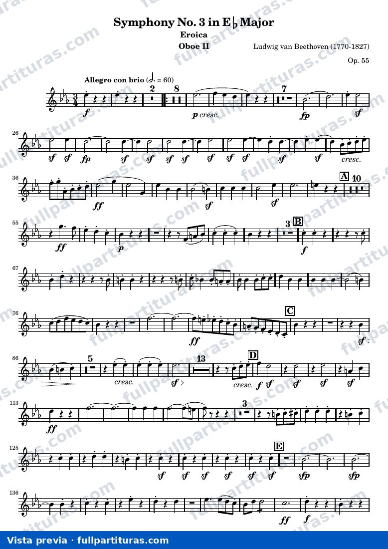 Symphony No. 3 in Eb Major (Eroica) — Oboe2 — anteprima