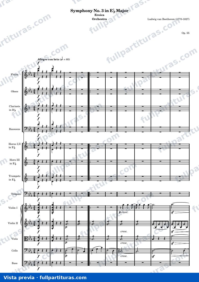 Symphony No. 3 in Eb Major (Eroica) — ScoreMvtI — aperçu