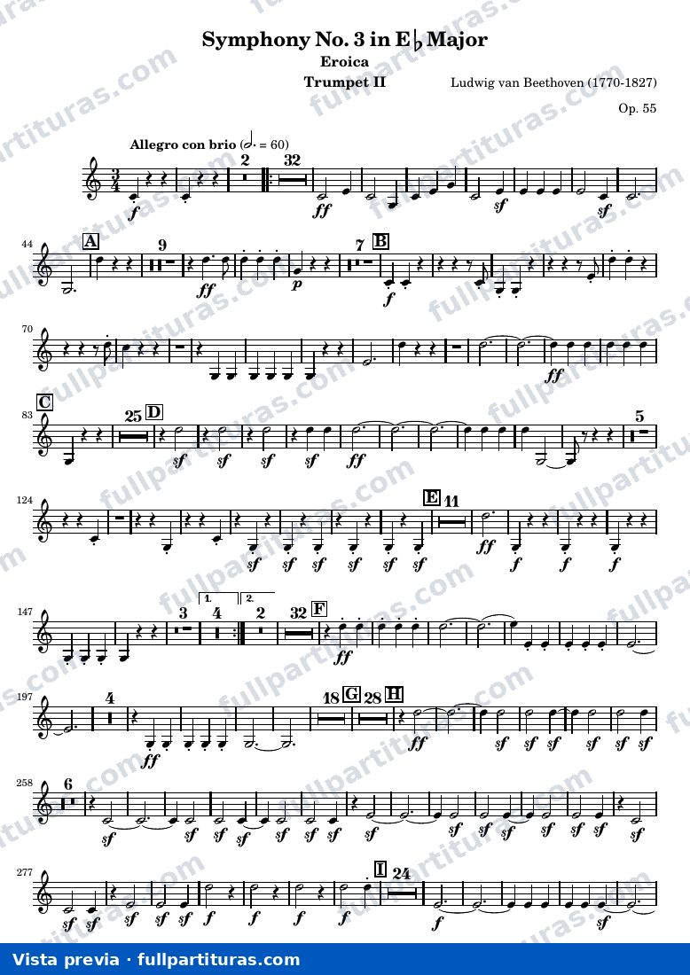 Symphony No. 3 in Eb Major (Eroica) — Trumpet2 — visualização