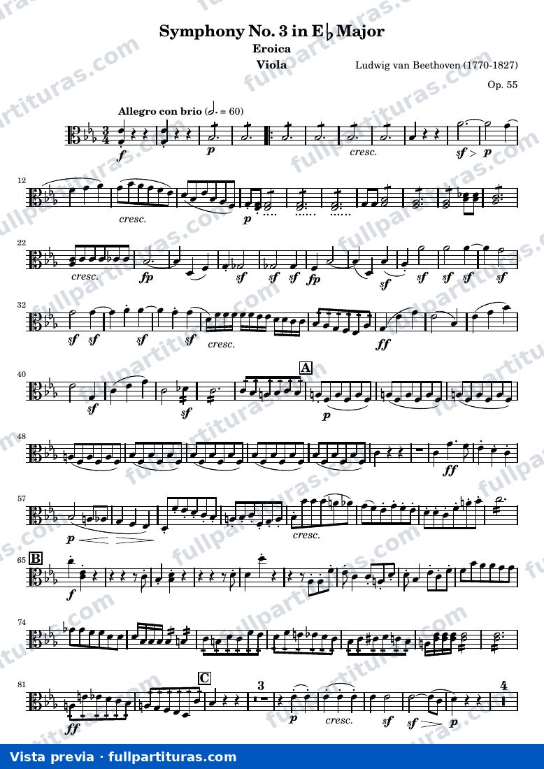 Symphony No. 3 in Eb Major (Eroica) — Viola — Vorschau