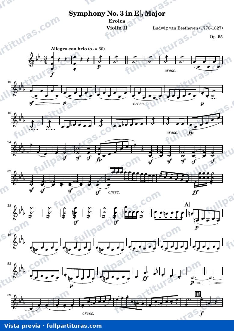 Symphony No. 3 in Eb Major (Eroica) — Violin2 — предварительный просмотр