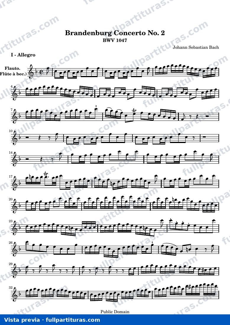 Brandenburg Concerto No. 2 — Flute — vista previa