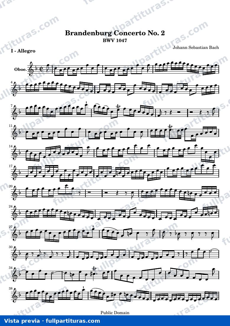 Brandenburg Concerto No. 2 — Oboe — vista previa