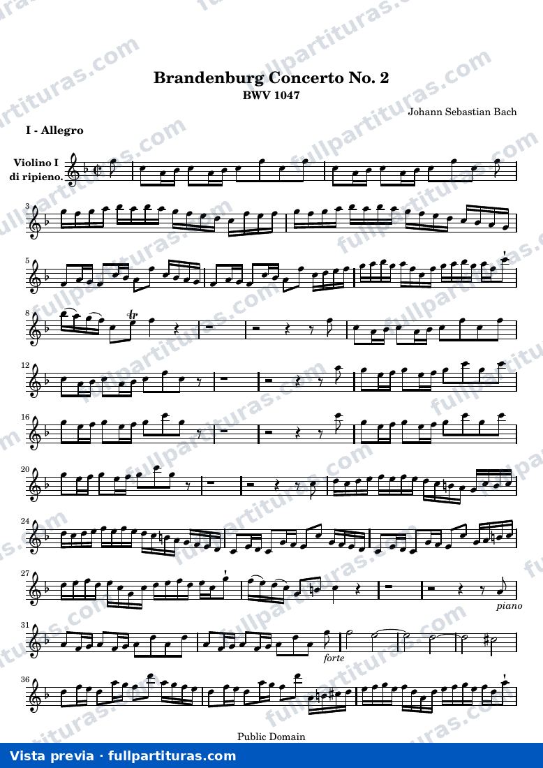 Brandenburg Concerto No. 2 — Violino 1 — anteprima
