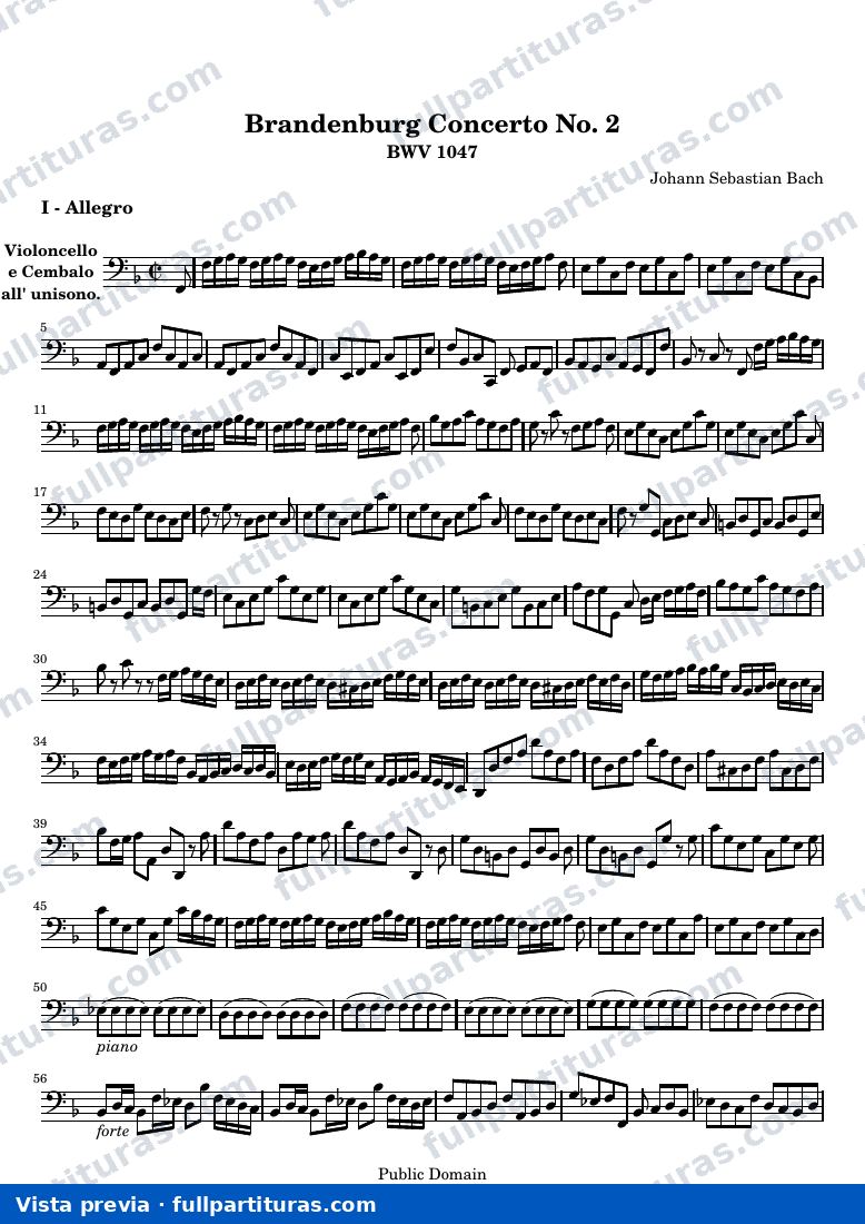 Brandenburg Concerto No. 2 — Violoncello — vista previa