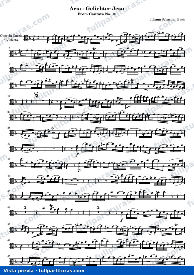 Geliebter Jesu - From Cantata No. 16 — Oboedacaccia original clefs — aperçu
