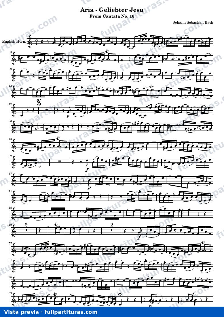 Geliebter Jesu - From Cantata No. 16 — Oboedacaccia transposed for English Horn — Vorschau