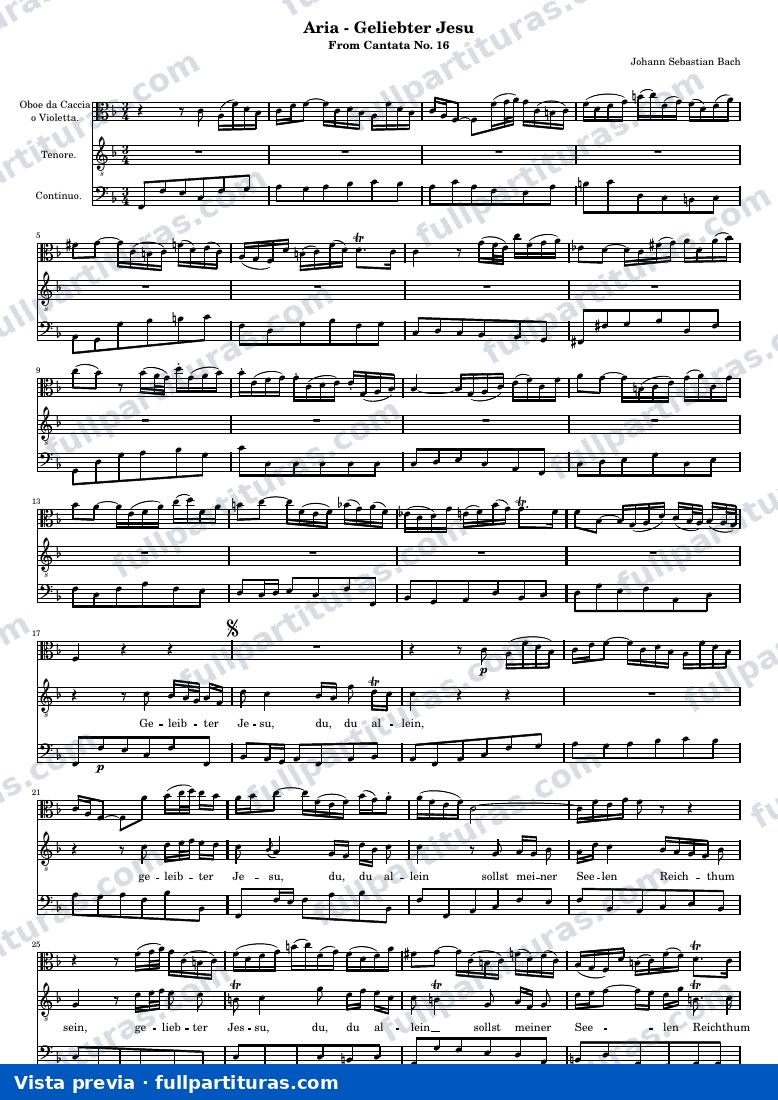 Geliebter Jesu - From Cantata No. 16 — Score — anteprima