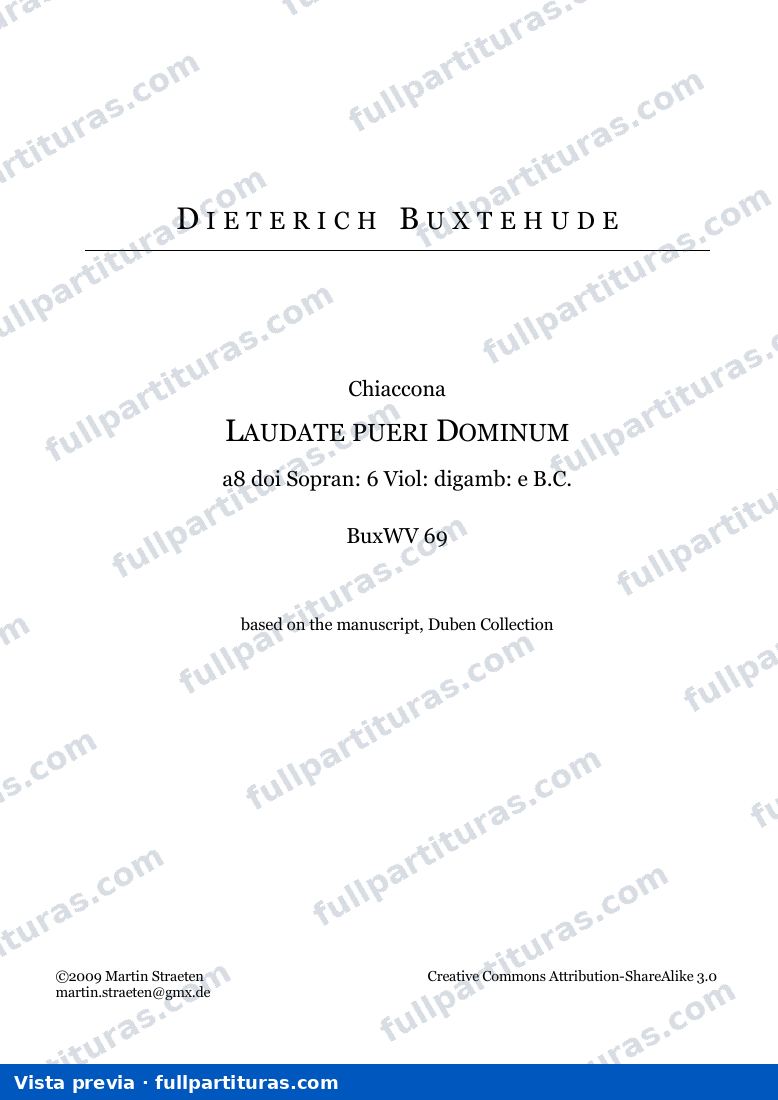 Ciaconna: Laudate pueri Dominum — BuxWV69 score — preview