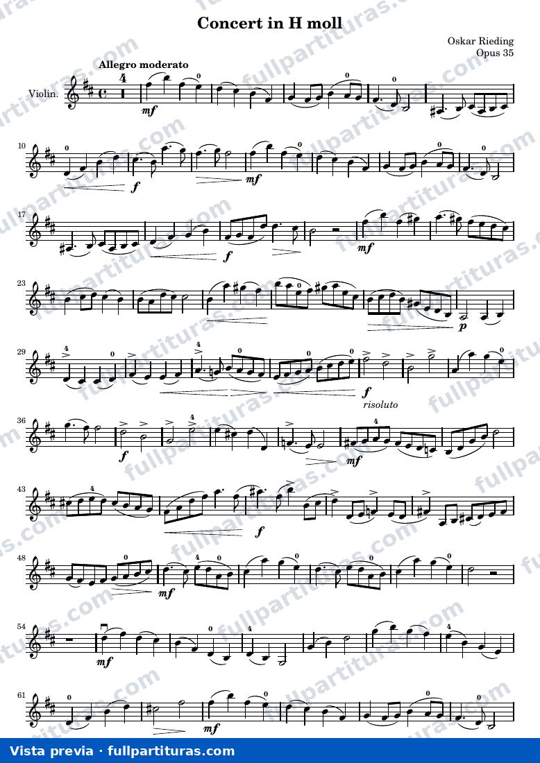 Concerto in B minor — Rieding opus 35 violin score — preview