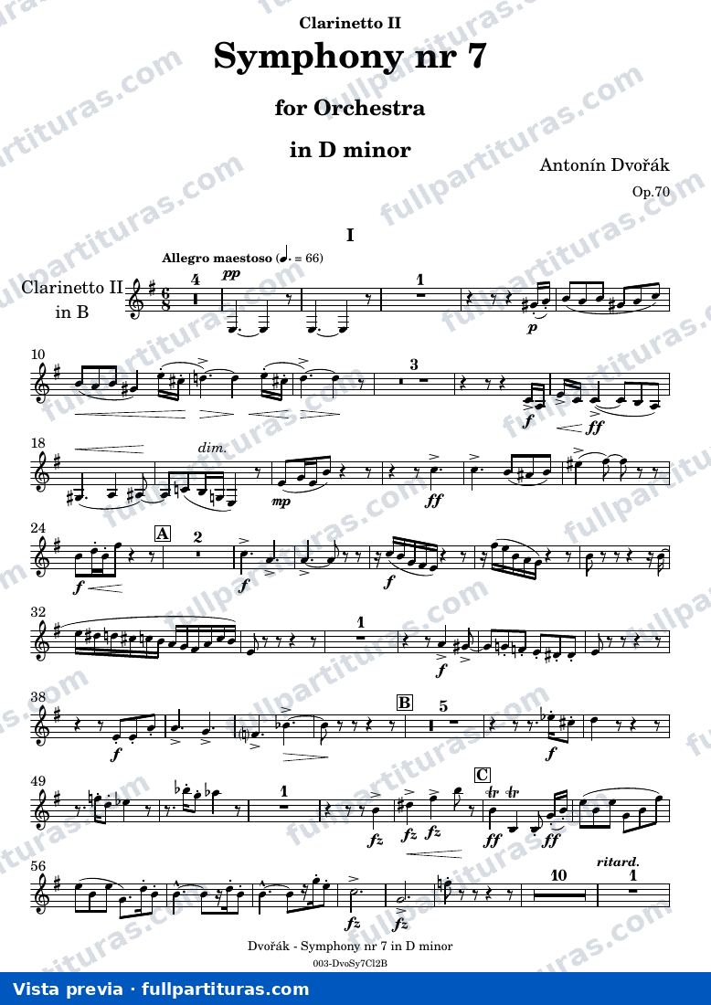 Symphony Nr. 7 — DvorakSYMPH7 part Clarinetto II — предварительный просмотр