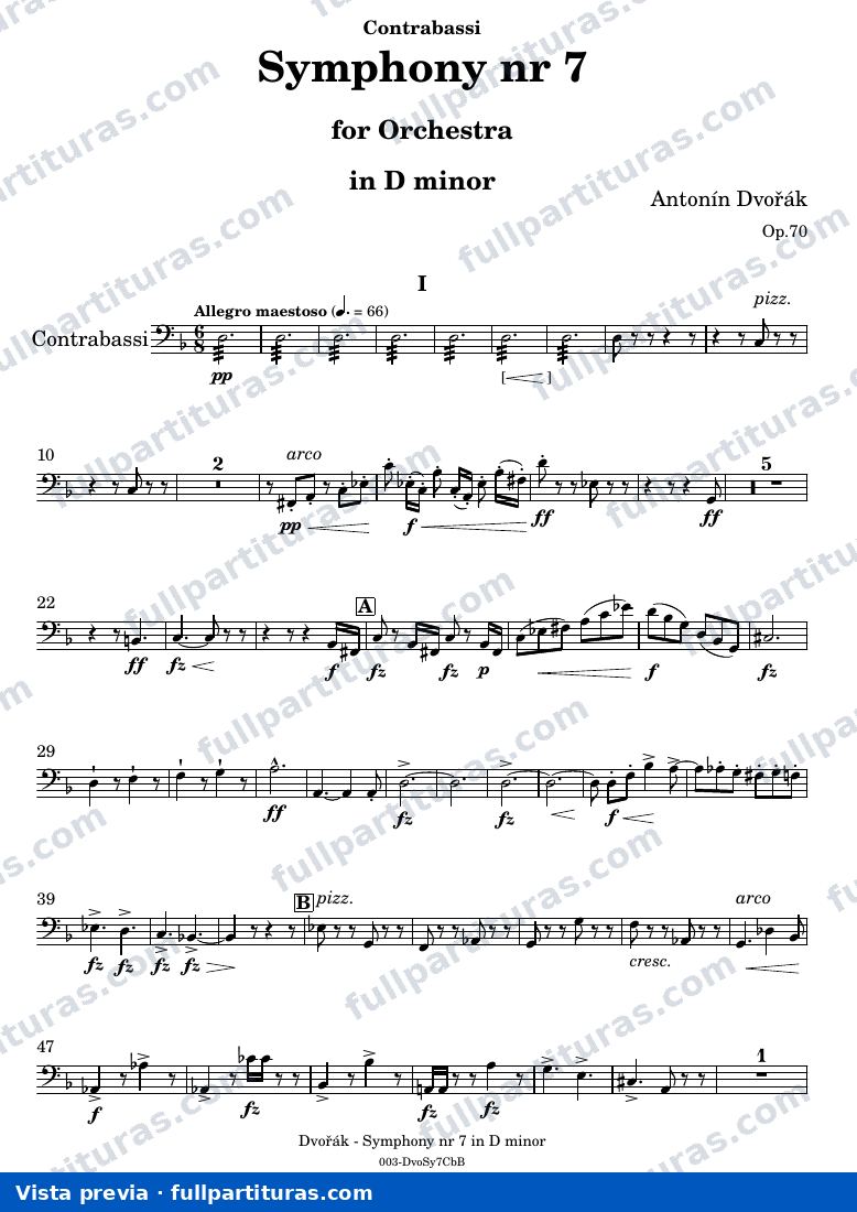 Symphony Nr. 7 — DvorakSYMPH7 part Contrabasso — visualização