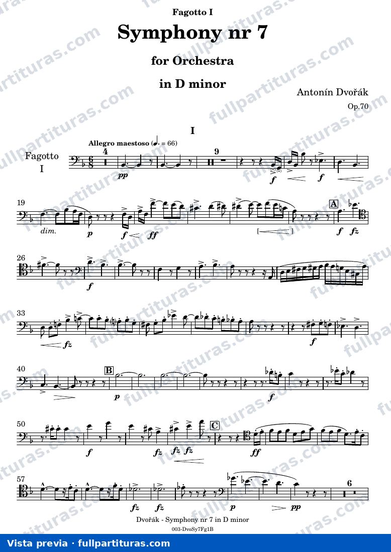 Symphony Nr. 7 — DvorakSYMPH7 part Fagotto I — предварительный просмотр