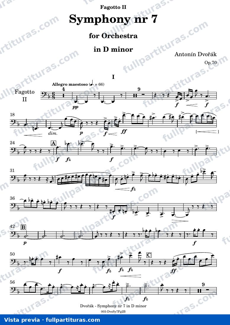 Symphony Nr. 7 — DvorakSYMPH7 part Fagotto II — предварительный просмотр