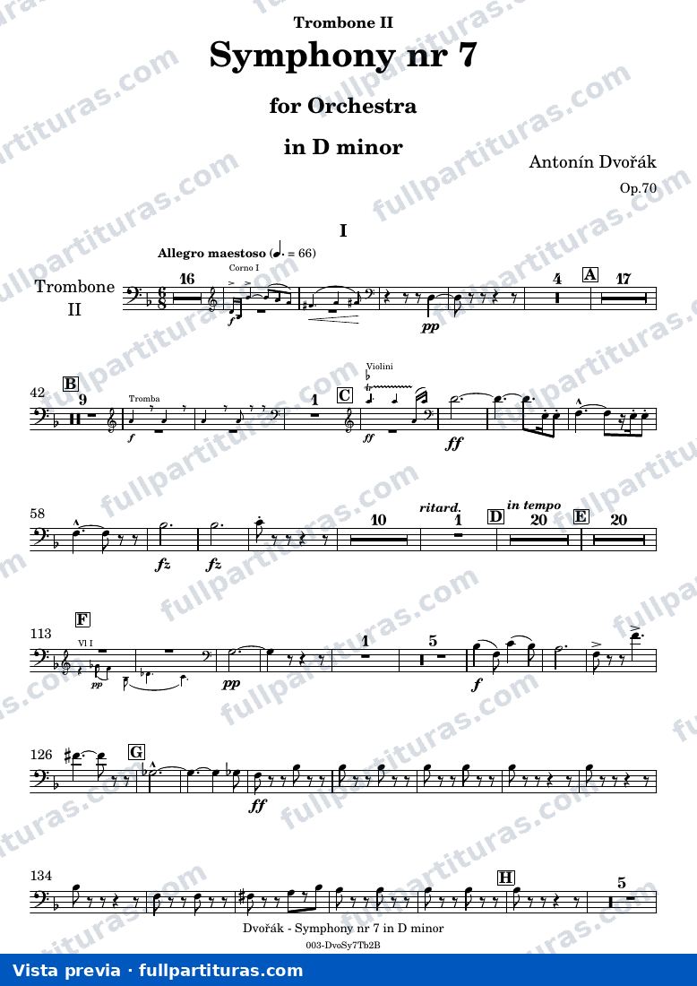 Symphony Nr. 7 — DvorakSYMPH7 part Trombone II — preview