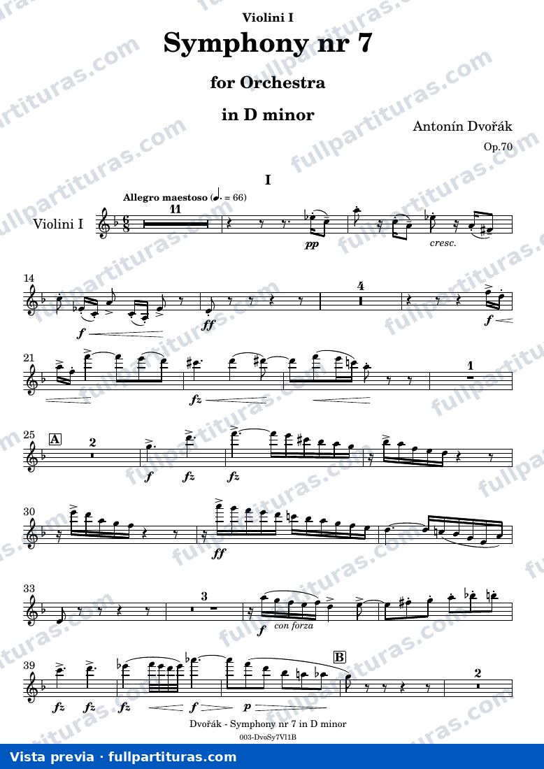 Symphony Nr. 7 — DvorakSYMPH7 part Violino I — visualização