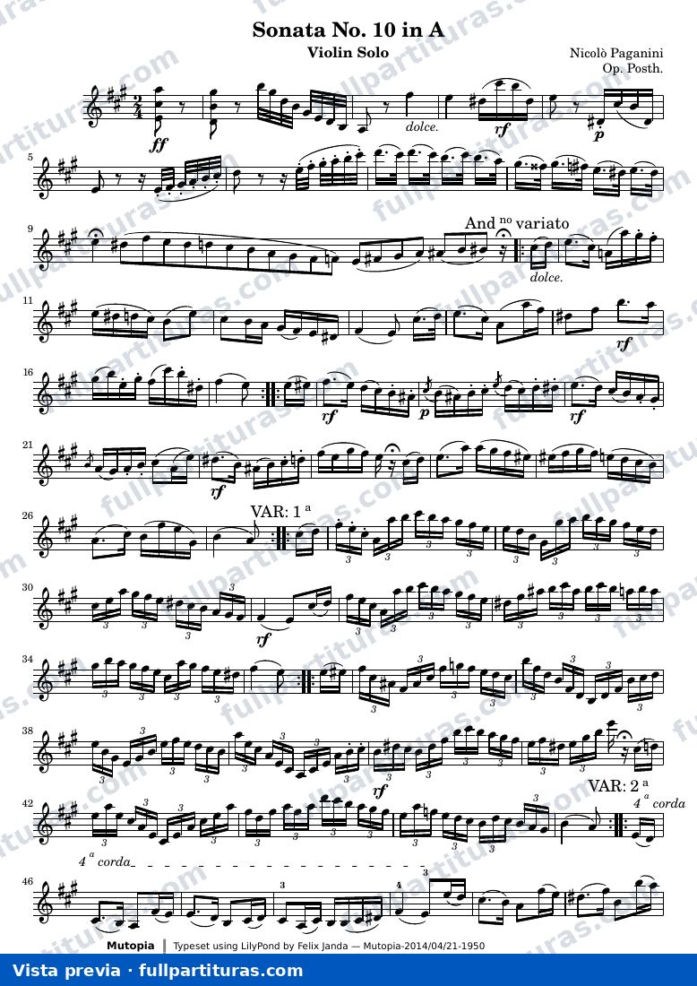 Sonata No. 10 in A — Violinsolo — visualização