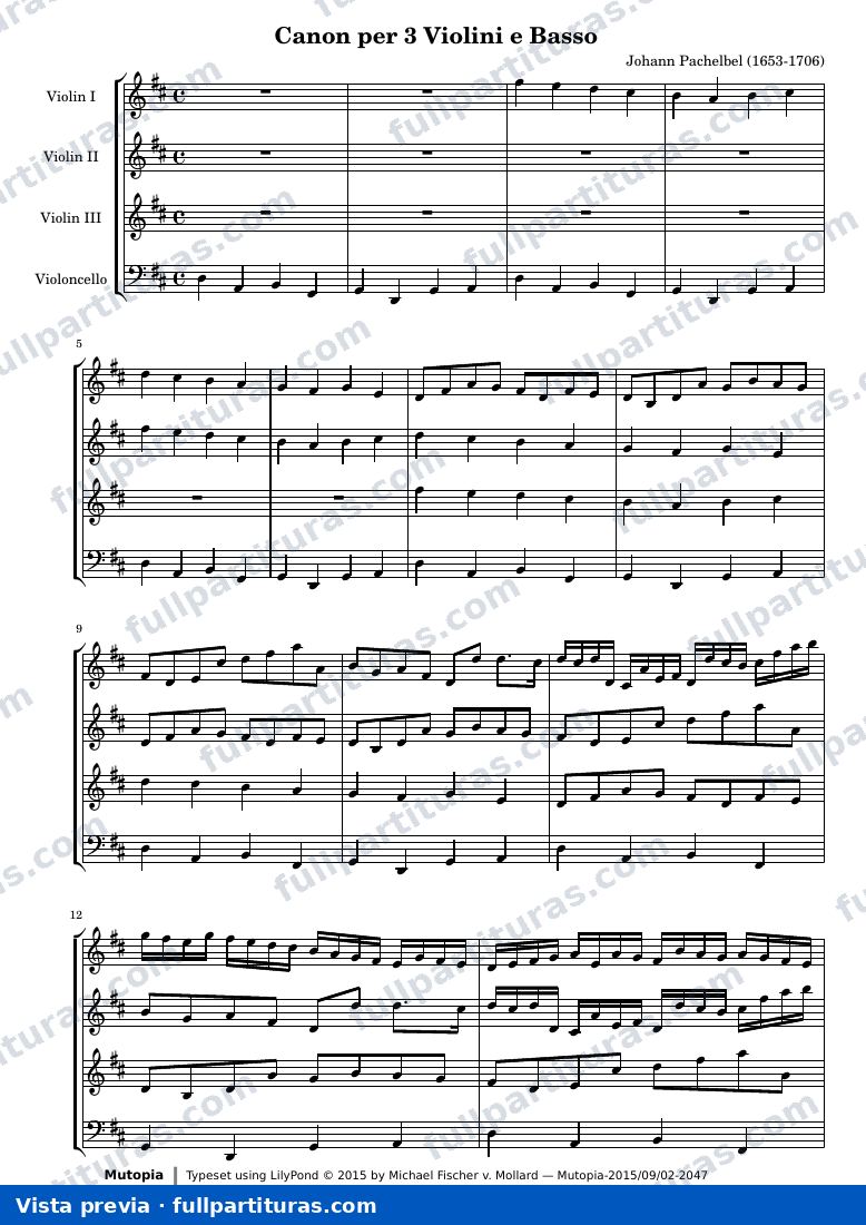 Canon per 3 Violini e Basso — Canon per 3 violini e basso — aperçu