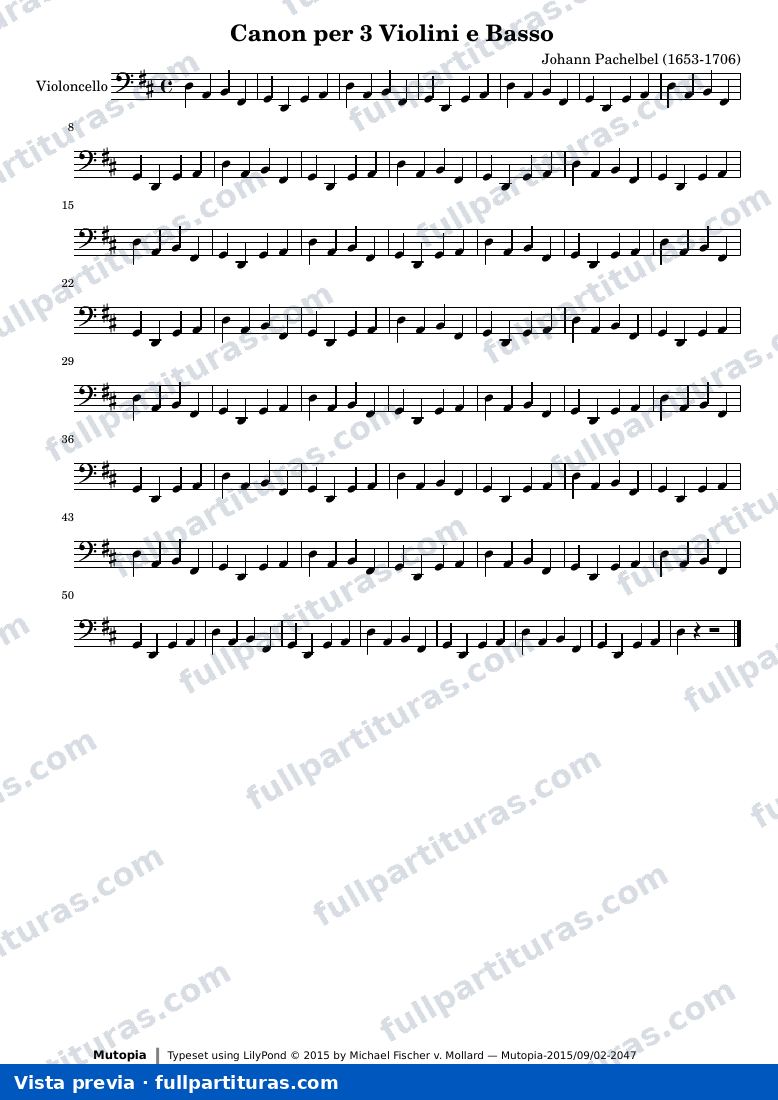 Canon per 3 Violini e Basso — Violoncellopart — aperçu