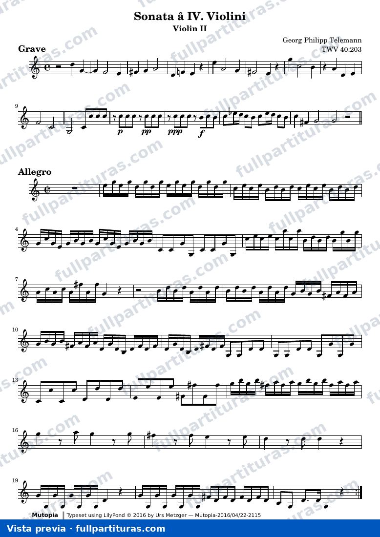Sonata in C major for four violins — Sonata a IV C Vl2 — Vorschau