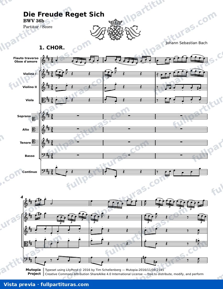 Die Freude Reget Sich — Bwv0036b conductor — vista previa