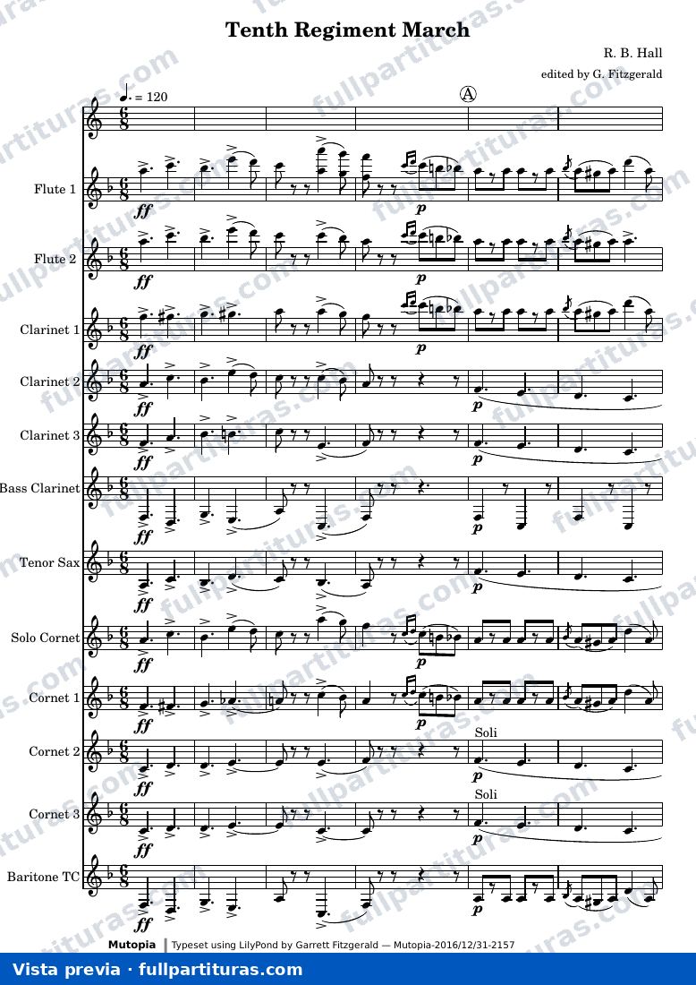 Tenth Regiment March — TenthRegScoreTransposed — предварительный просмотр