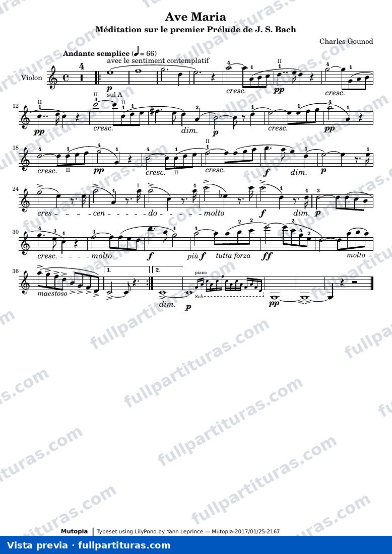 Ave Maria: Meditation on the First Prelude in C by J. S. Bach — Avemaria PianoViolin Violin — vista previa