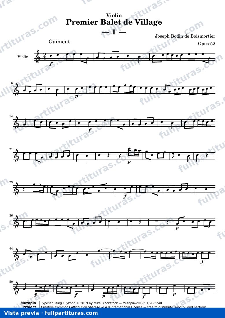 Premier Balet de Village — Premier Balet violin