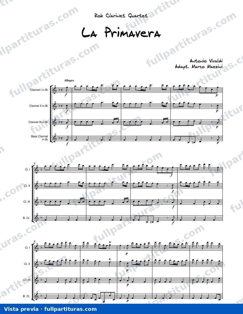 Primavera (Cuarteto de clarinetes) — vista previa
