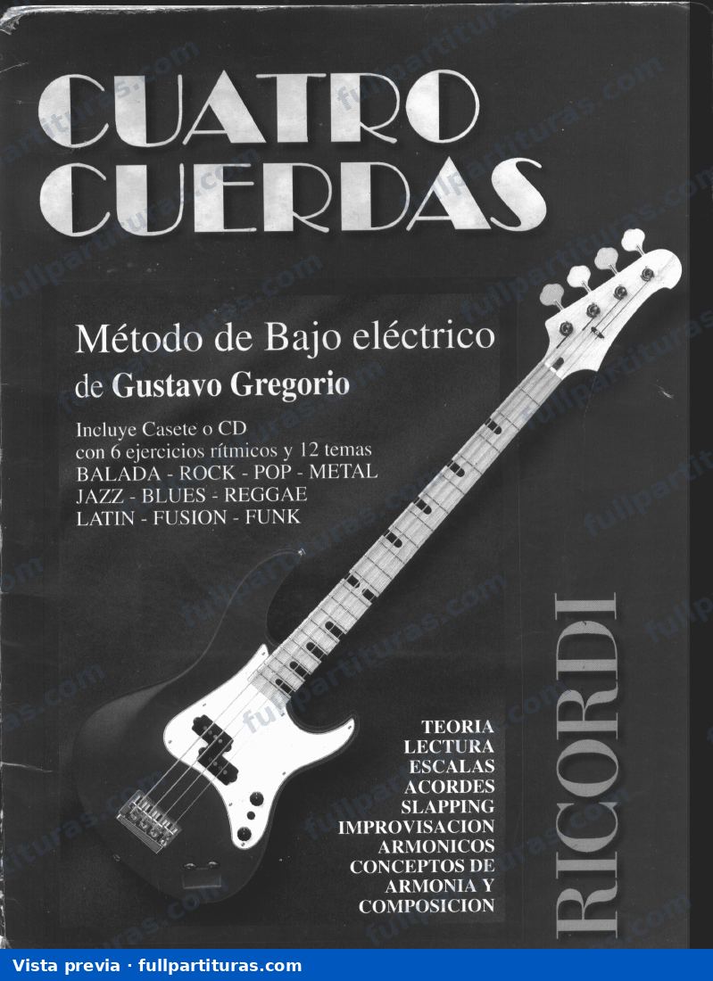Cuatro cuerdas. Método para bajo eléctrico — preview