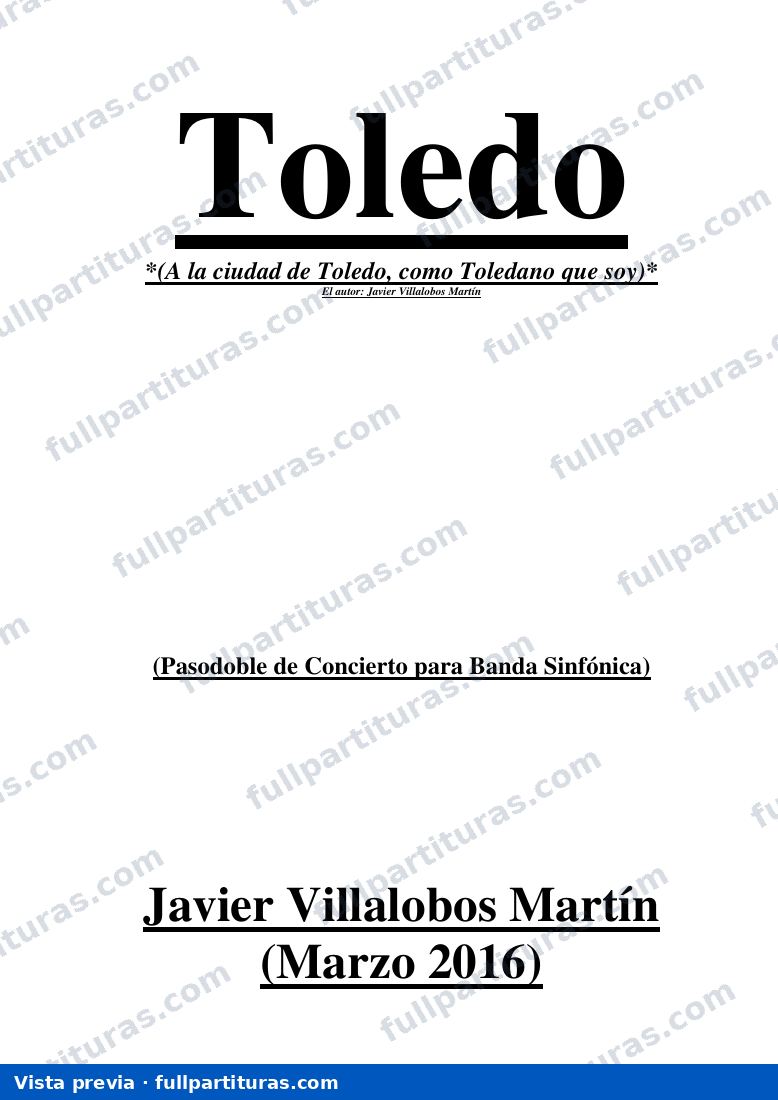 Toledo. Pasodoble para banda sinfónica — vista previa