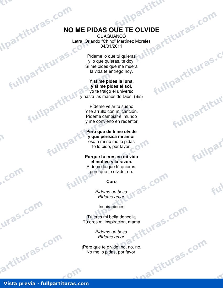 No me pidas que te olvide — vista previa