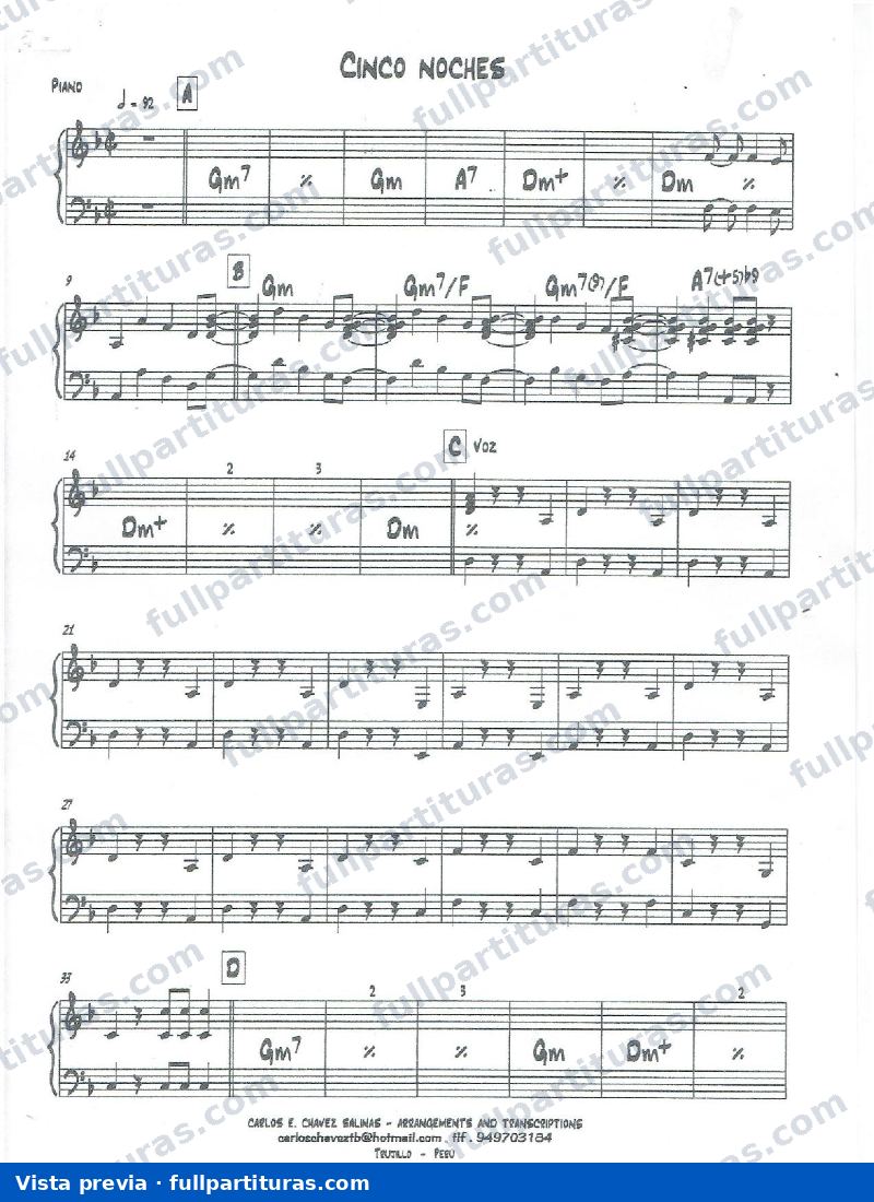 Cinco noches (Piano) — vista previa