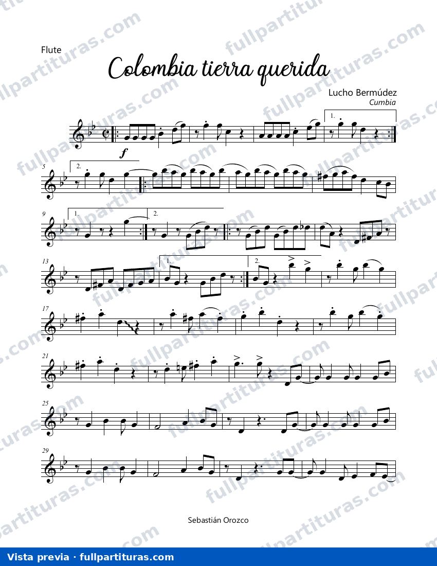 Colombia tierra querida (Flauta) — vista previa