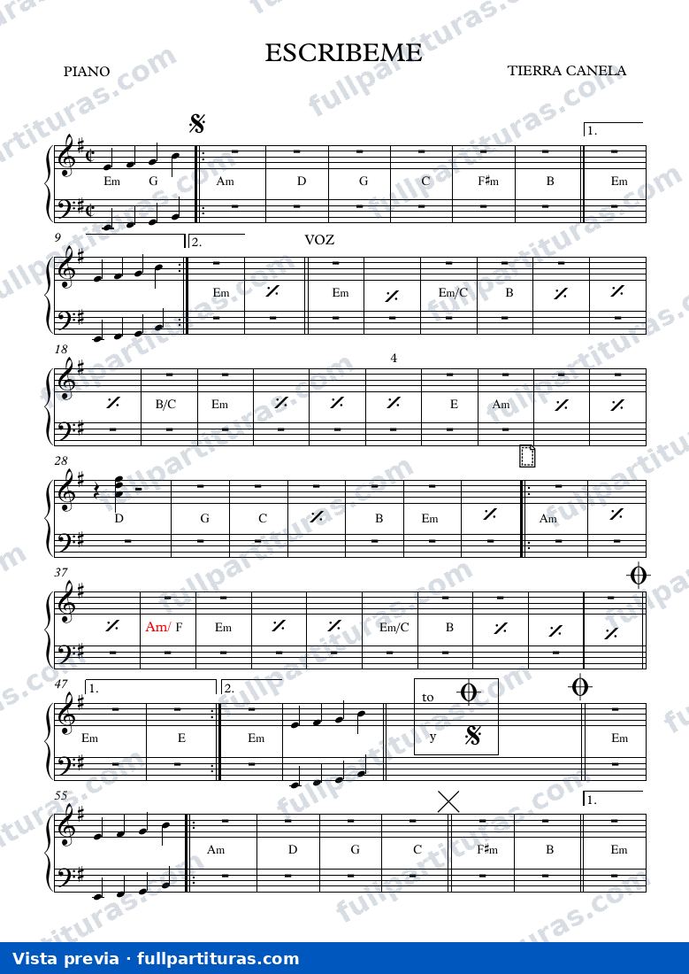 Escríbeme (Piano) — vista previa