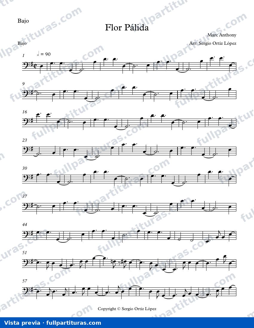 Flor pálida (Transcripción de Bajo) — vista previa