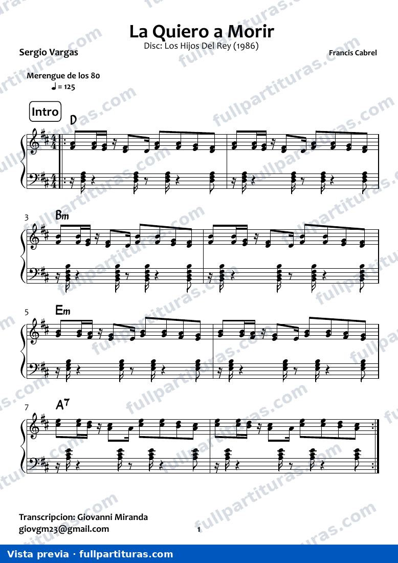 La quiero a morir (Piano) — vista previa