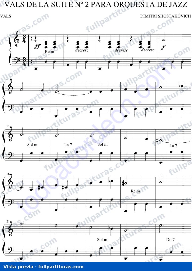 Vals de la Suite n.º 2 para orquesta de jazz — vista previa