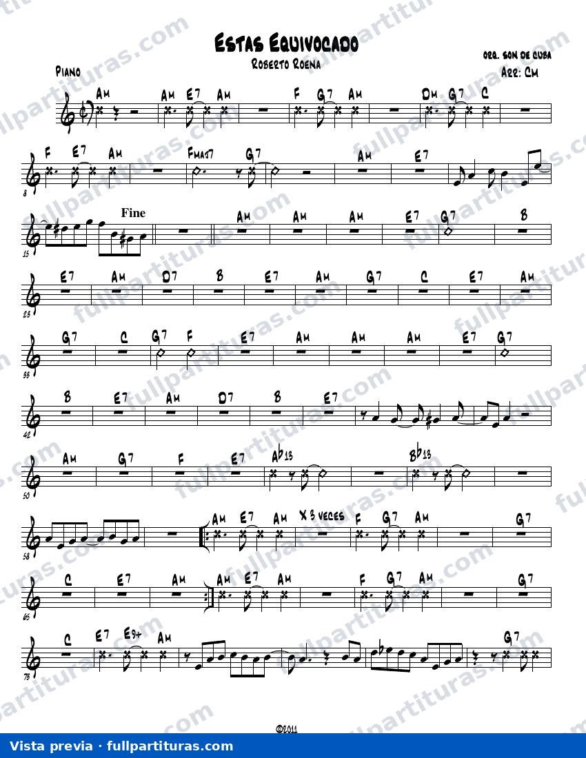 Estás equivocado (Piano) — Vorschau