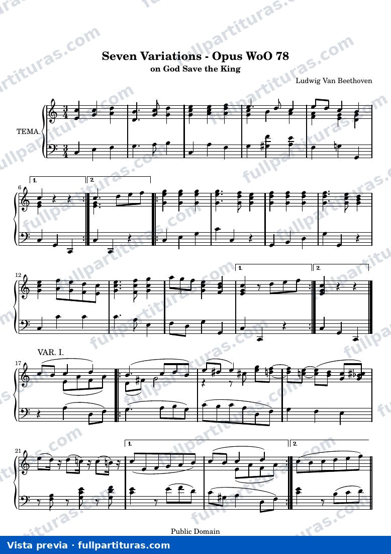 Seven Variations, WoO 78 — preview