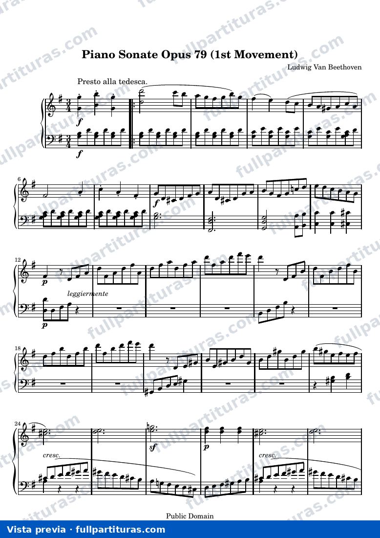 Sonata n.º 25 en sol mayor, Op. 79 (I. Presto alla tedesca) — preview