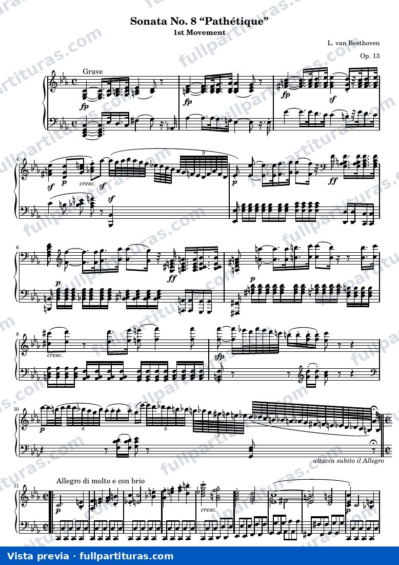 Sonata No. 8 "Patética" (1er movimiento: Grave, Allegro molto e con brio) — preview