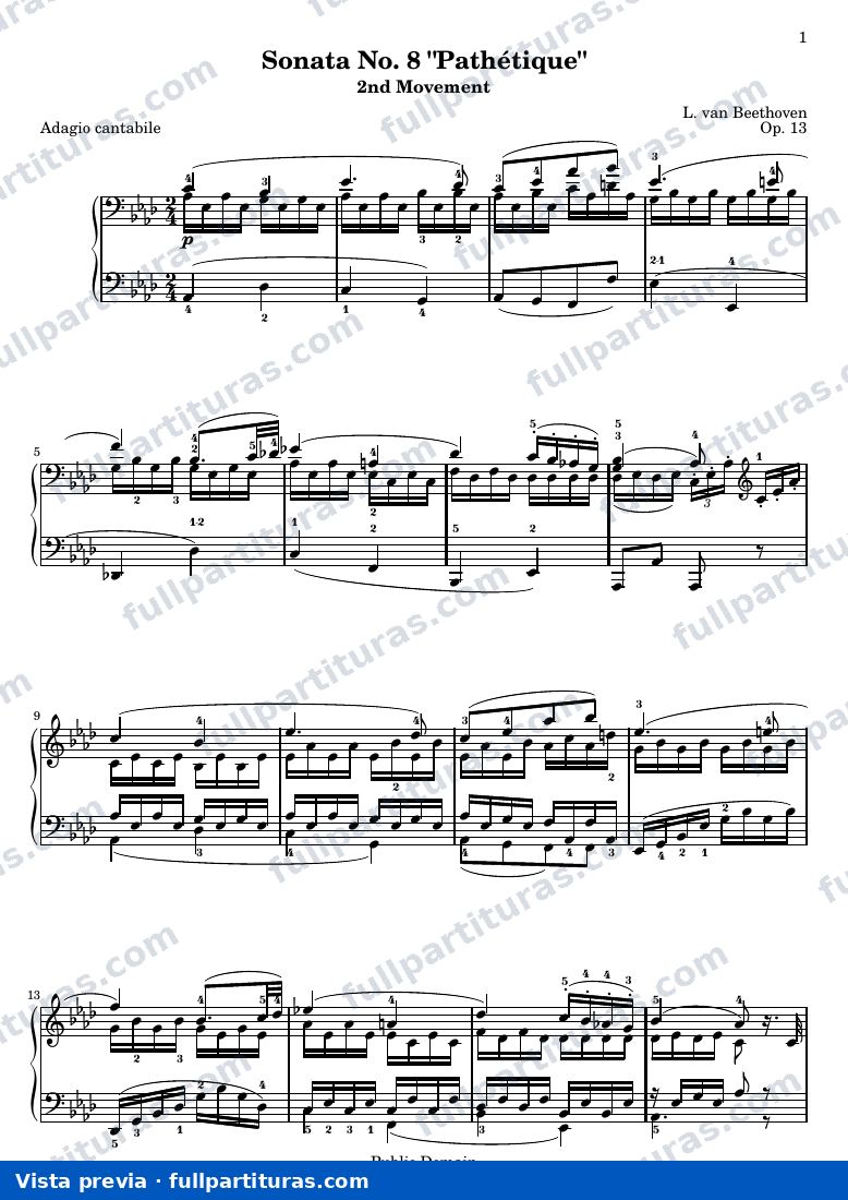 Sonata No. 8 «Pathétique» (2.º movimiento: Adagio cantabile) — preview