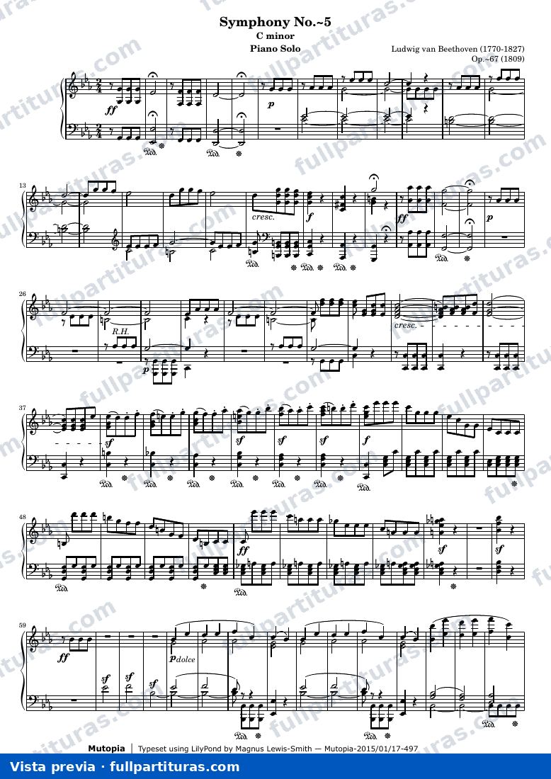 Sinfonía n.º 5, reducción para piano — preview