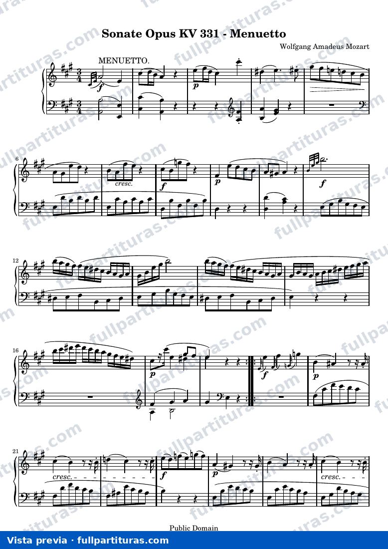 Sonata KV 331, Menuetto — preview